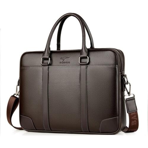Mens Top-Handle Bags Business PU Leather Shoulder Bag Korean Mens Briefcase Fashion Cell Phone Pocket Male Cross-Body Bag