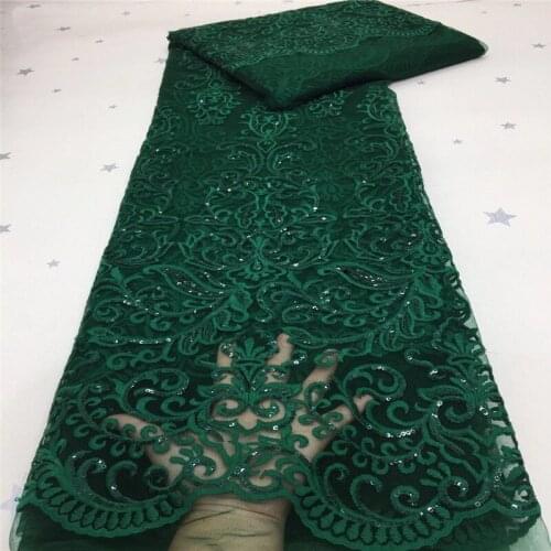 Latest Green African Lace Fabric 2020 High Quality Lace French Milk Silk Lace Fabric With Sequins nigeria party dress