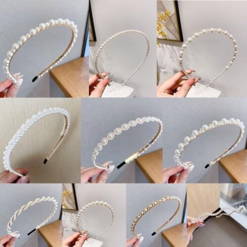 White Faux Pearls Headband Tiara Fashion Hairband Bridal Hair Hoop Elegant Wedding Headband Charming Photo Props