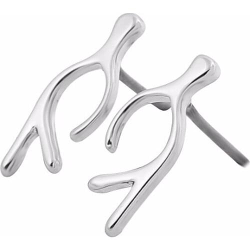 Wholesale 10Pair/Lot Cute Antler Studs Earring Brincos Jewelry Funny Ok Gesture Studs Minimalist Earrings Women Gift