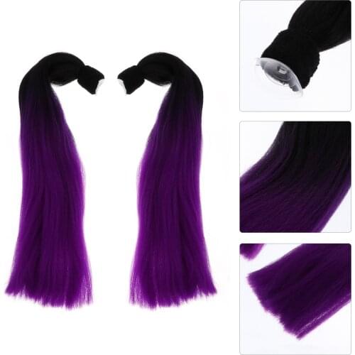 1 Pair Helmet Suction Cup Wig Ponytail Motorcycle Helmet Ponytail Dual Pigtail Braids Decoration Fit for Motorcycle Punk Style