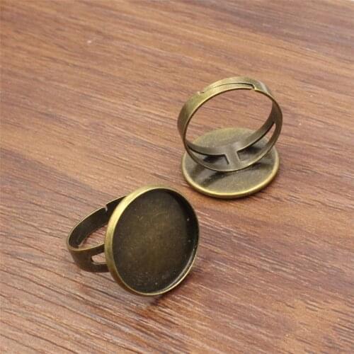 Fit 18mm Cabochons Copper Round Ring Blank Setting Bezel Cabochon Ring Base For DIY Ring Accessories 10pcs/lot K06027