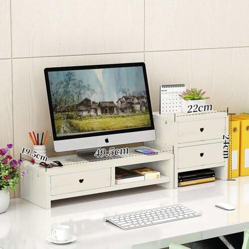 Home Office Computer Monitor Riser Laptop Stand Drawer Organizer Shelf Ergonomic Tablet Monitor Holder Lapdesk Storage Rack
