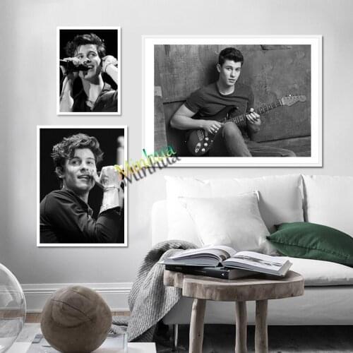 Shawn Mendes Poster Pop Singer Music Black And White Prints Canvas Art Painting Bar Club Wall Stickers Home Decor Gift