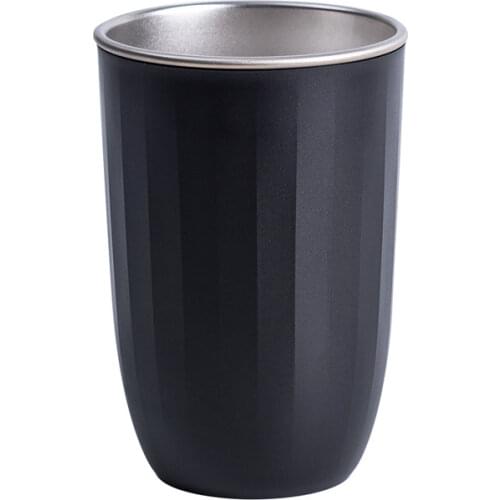 Simple Stylish stainless steel double layer Open cup Drink water Vertical texture Anti-hand slip Coffee cup Drinkware Mugs