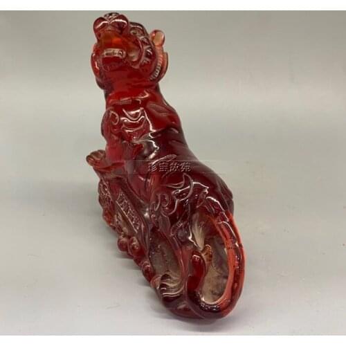 Rare old Amber with fluorescent carved blood amber tiger ornaments,Handicrafts,best collection&adornment, Free shipping