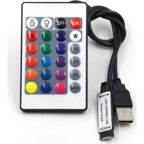 DC 5V USB LED Strip RGB Controller Mini 3Keys /24Key IR Remoter / 17Keys RF Wireless Remoter Control for LED Strip light