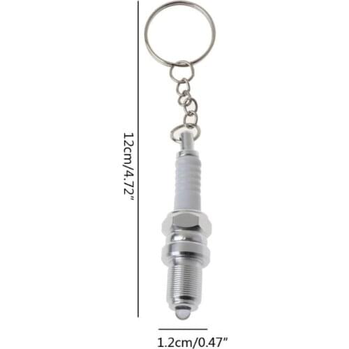LED Flashlight Key Chain Spark Plug Keychain Mini Car Part Outside Camping Key