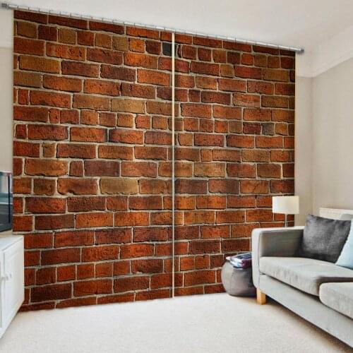 Custom Vintage Red Brick Wall Printed Curtain Modern Door Curtain Window Room Divider Curtain Valance Home Decoration Dropship
