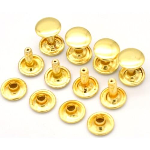 10mm Gold Double Cap Metal Button Round Rapid Antique Rivet Studs For Purse Bags Handbags Shoes Belts Leather 20/50Sets