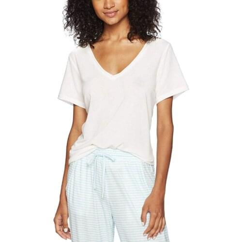 Neatie kiddie White Summer Casual T shirt Women Tops Street Home Night Wear Loose Elastic V-neck T-shirt Female Clothes