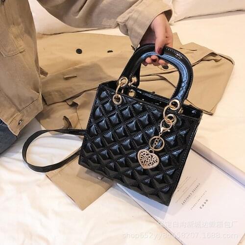 Womens bag 2021 PU leather shoulder bag solid color mirror womens bag female embroidery thread portable rhombus cross-body bag