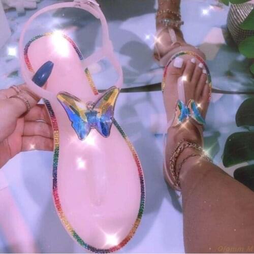 2021 summer womens new large size womens shoes Symphony Acrylic Butterfly Jelly Sandals Outdoor Wild Beach ms Slippers