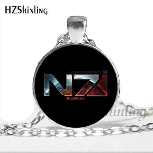 NS-00797 New Arrived Mass Effect Inspired N7 pendant Necklace Round vintage Glass Cabochon Pendant bijouterie Jewelry HZ1