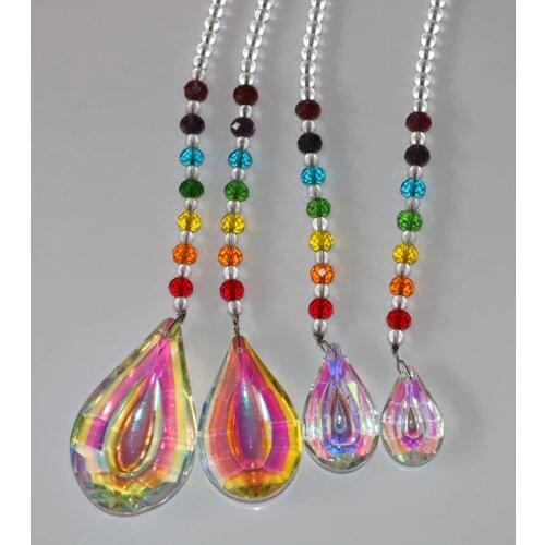1PCS Chakra AB Crystal Suncatcher Window Hanging Drop Prisms Pendant Rainbow Maker Home Garden Wedding Decoration 38/50/63/76mm