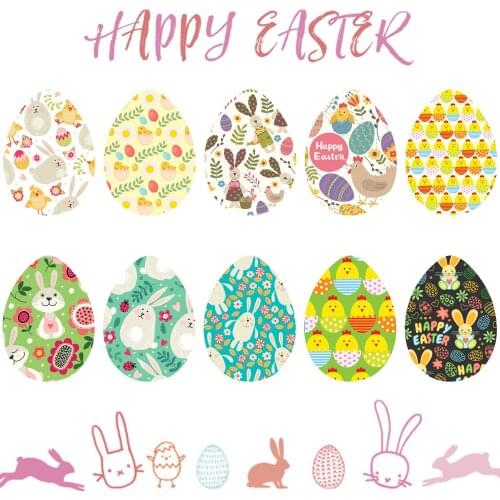 10 Piece Easter Cotton Cloth Handmade DIY Square Fabric printed Cotton Cloth Rabbit Egg Decoration Cloth Party Supplies