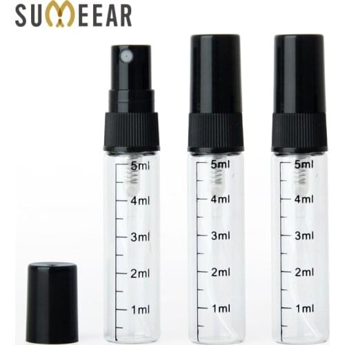 100 pieces/lot 5ml glass bottle empty perfume bottles Spray Atomizer Portable Travel Cosmetic Container Scale Bottles