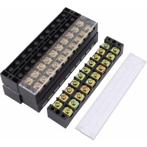 20Pcs Dual Row Barrier Screw Terminal Block Strip Wire Connector TB15 600V 15A 3/4/6/8/10/12 Positions Optional