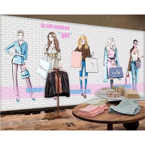 Beibehang Customized European and American brick wallpaper 3d hand-painted beauty clothing store background Wall wallpaper 3d