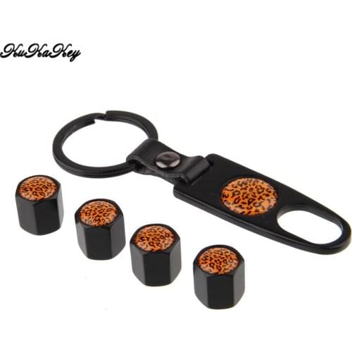 KUKAKEY Metal Alloy Car Wheel Tire Valve Caps Leopard print Tyre Valve Dust Caps For Buick Regal Lacrosse Enclave Encore Verano