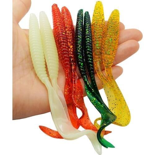 5PCS/Lot 130mm/6g Soft Fishing Lure Wobbler Long Tails Fishing Baits Screw thread Soft Fishing Baits Artificial Silicone Baits
