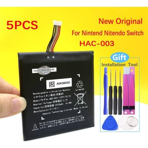5PCS NEW Original HAC-003 Battery For Nintend Nitendo Switch Console 3.7V 4310mAh Smart Moible Phone + Gift Tools