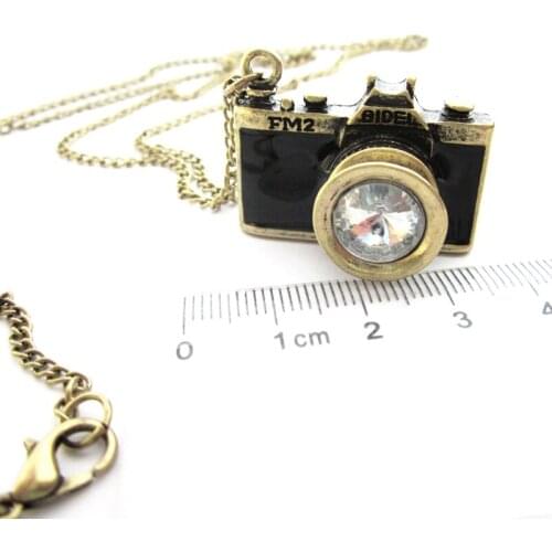6pcs/lot vintage metal high quality 3-d design epoxy enamel camera necklace