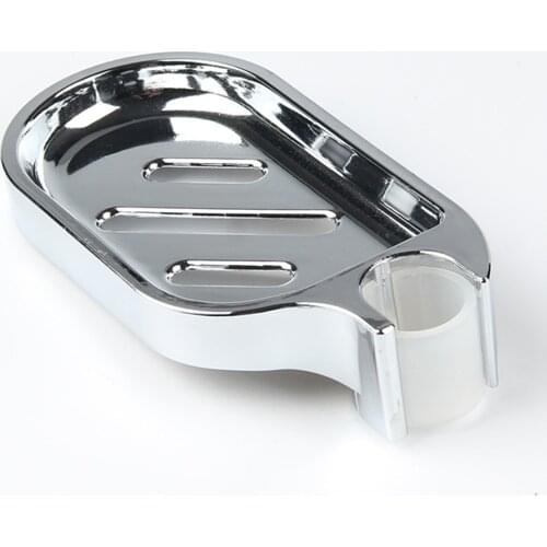 FREE SHIPPING Convenient Clip-on Soap Tray Soap Dish Adjustable Shower Rail Slide Soap Plates Smooth Bathroom Holder Silver