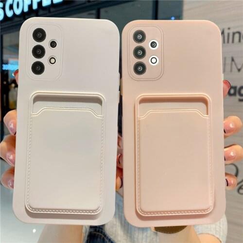 Card Bag Candy Color Phone Case For Samsung A52 A72 A51 A71 4G S21 S20 Plus FE S21 Ultra A32 A42 5G A51 Soft Silicone Back Cover