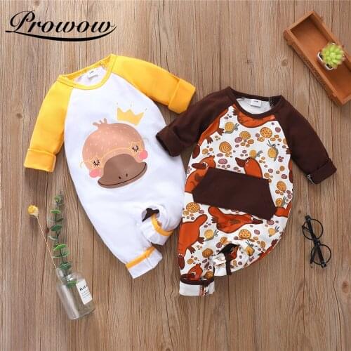 Prowow Cartoon Babys Rompers Long Sleeve Newborns Jumpsuit For Kids Boys Clothing Patchwork Infants Outfits Baby Boys Overalls