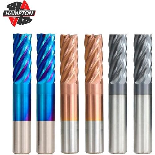 HAMPTON CNC Router Bits 6 Flute Carbide End Mill 6mm 8mm 10mm 12mm Tungsten Machine Milling Cutter Milling Tool Cutting Tool