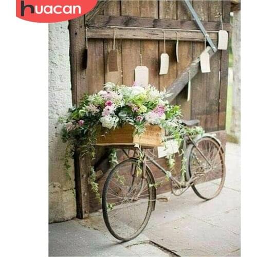 HUACAN 5D DIY Diamond Painting Bicycle Landscape Full Square/Round Diamond Embroidery Flower Rhinestones Mosaic Handmade Gift