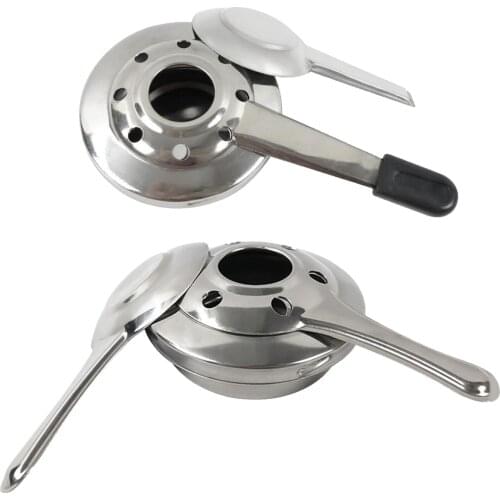 Stainless Steel Compact Backpacker Long Handle Alcohol Stove Outdoor Spirit Burner Cooker with Lid Hiking Fishing Cooking