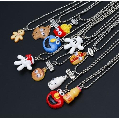 Creative Hip-hop Mini Oreo Biscuits and Chips Pendant Long Necklace Best Friend Cookies Milk BFF Gift Food Friendship Jewelry