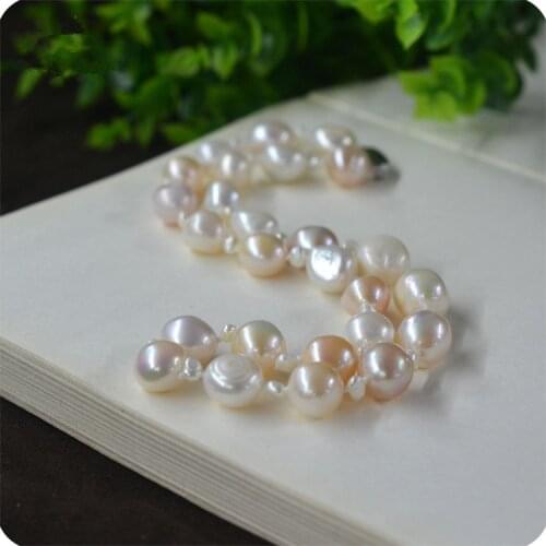 Hot sell natural 10-11 mm mix colour baroque pearl necklace fashion jewelry