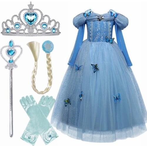 Fansty Girls Dress Birthday Cosplay Party Long Tails Costume Children Girls Princess Dresses Halloween Clothes