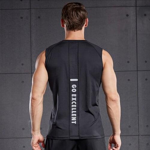 Summer Sports Running Vest Men Quick Dry Gym Tank Top Fitness Training Workout Sleeveless Basketball Jerseys Reflective Letters