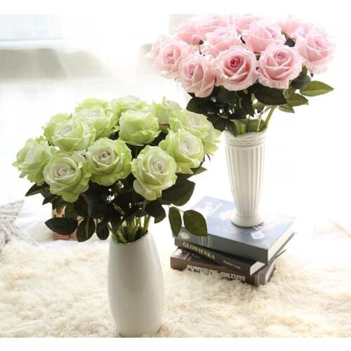 Simulation Flowers Flannelette Roses Wedding Wedding Leave Home Decoration Handicraft Mw03332 Flowers