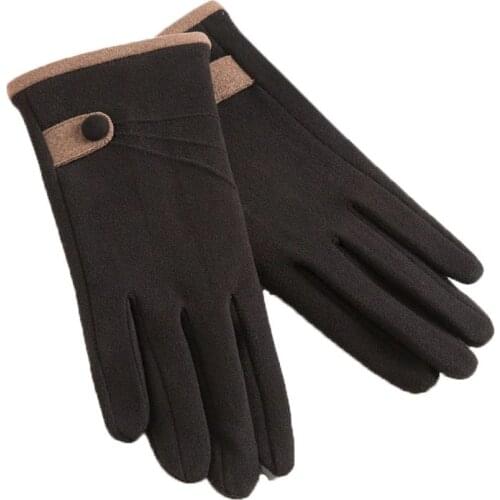 Fashion Women Autumn Winter Plush Inside Warm Sports Fitness Touch Screen Cycling Mittens Female Wool Knit Cashmere Gloves C70