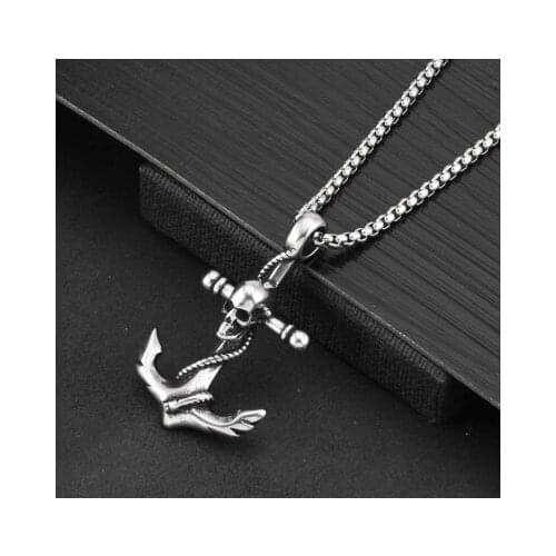 Wholesale Newest Skull Anchor Pendant Necklace 316L Stainless Steel Biker Cool Ghost Skull Pendant For Man Hollowen Gift 027