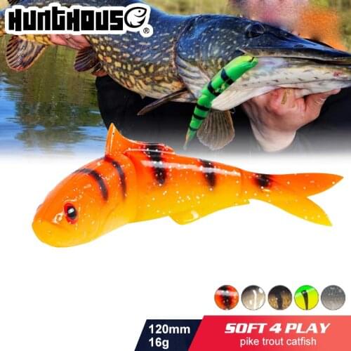Hunthouse fishing soft 4 play Cannibal lure Artificial Bait 120mm/16g PVC wobbler silicone swimbait for pike trout catfish pesca