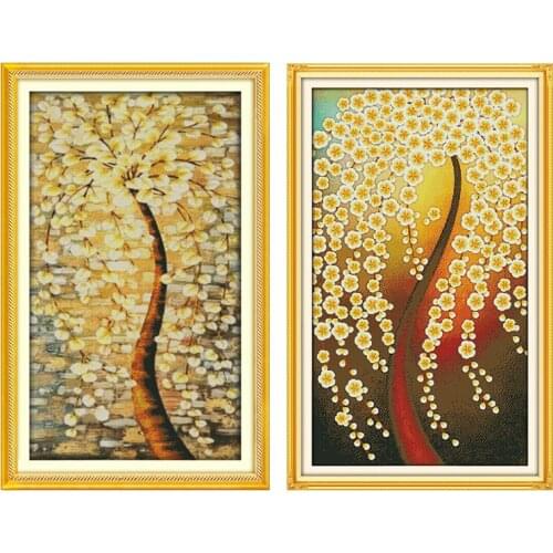 Joy Sunday Stamped Cross Stitch Kit Enchanted Tree Pattern 14CT 11CT Print Counted Handmade Home Decor Embroidery Needlework Set