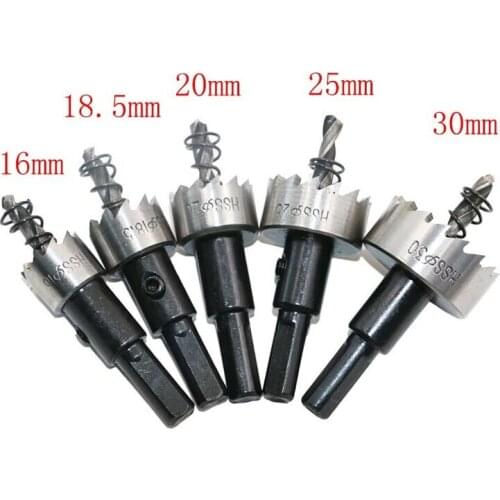 HOEN 5pcs Drill Bit Hole Saw Set High Speed Steel Cutting Plastic Wood Aluminum Hole Saw Hand Power Tool Set
