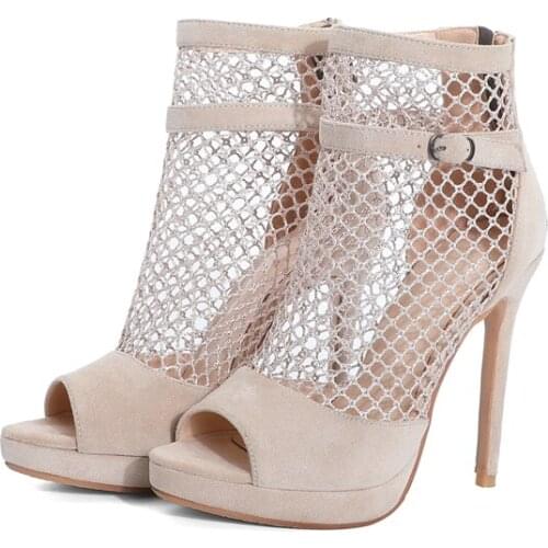 New Fashion Woman Boots Ankle Summer zipper High Heels12cm Women Wedding Shoes Platform Open Toe Sandals Plus Size 33-50 ym-167