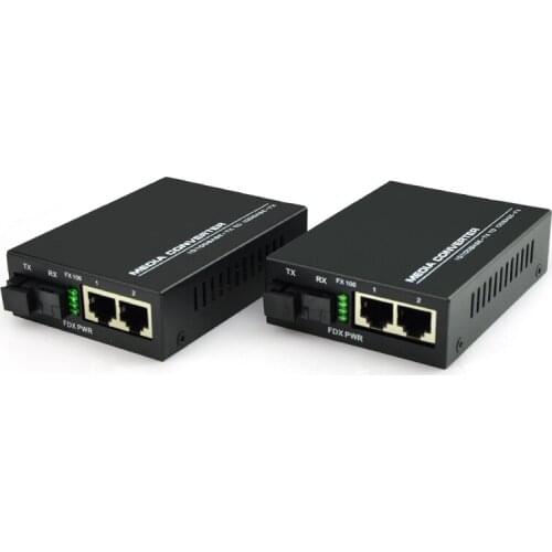 2pcs 1 Pair 10/100M 2 RJ45 1 SC Singlemode Single Fiber Optical Media Converter 25KM for HD Camera