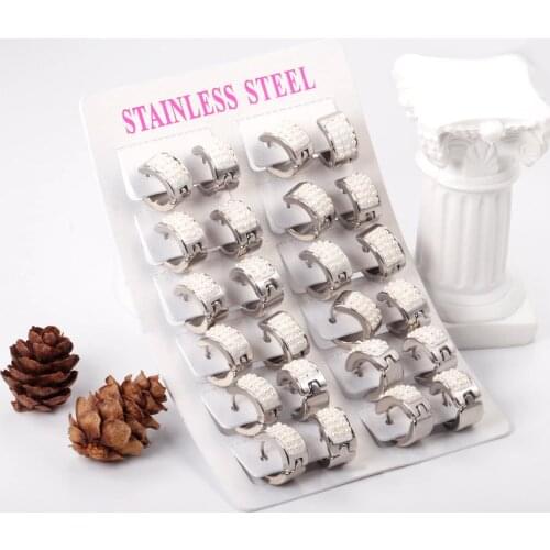 12 Pairs 316L Stainless Steel White Earrings Set Silver Color Women/Men Punk Ear Stud for Party Jewelry Accessories