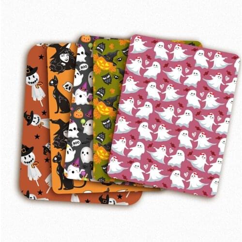 Halloween Polyester Cotton Fabrics Bat Ghost Doll Printed Cloth Sheet Sewing Fabric Dress Making DIY Craft Supplies 45*145cm 1pc