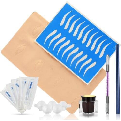 Microblading Kit Beginners Eyebrow Permanent Makeup Set Tattoo Manual Pen 3D Practice Skin Pigment Inks for Starter Tools Supply