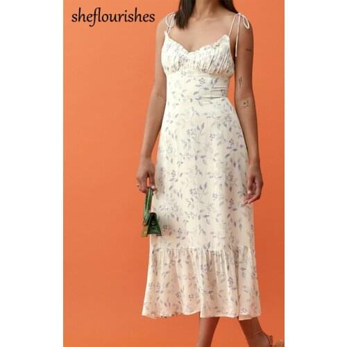 Sexy v neck dress elegant women dresses summer 2021 print dress korean midi dresses ruffle sundress chiffon holiday dress white