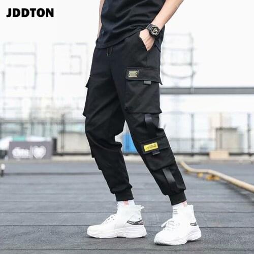 JDDTON Mens Cargo Harem Pants Japanese Style Trouser Multiple Pockets Casual Loose Hip Hop Fashion Brand Male Streetwear JE532